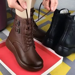 Luxury Women Boots New Leather Ankle Boots Designer Platform Women's Shoes Retro Ladies Casual Shoes Chelsea Boots Botas Mujer