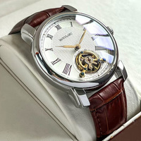 Men Mechanical Watch Business Tourbillion Man Waterproof Sport Automatic Clock Stainless Steel Leather Strap Military Wristwatch