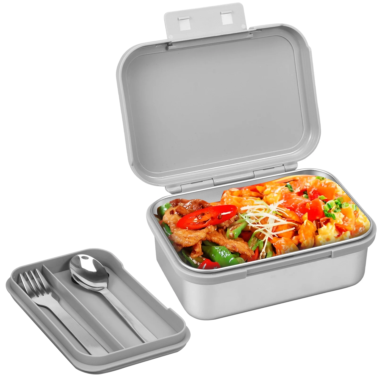 

1L Stainless Steel Food Box Leakproof Student Worker Bento Containers with Flip Lid Design for Picnic Office School Traveling