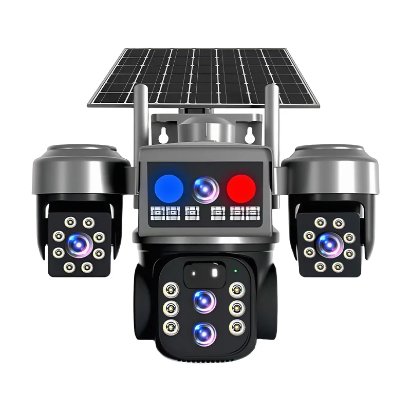 New Q406-10X Solar Three Lens Mobile Tracking Meeting Zoom Audio Ptz Camera IP68 10x Ptz Camera for Family