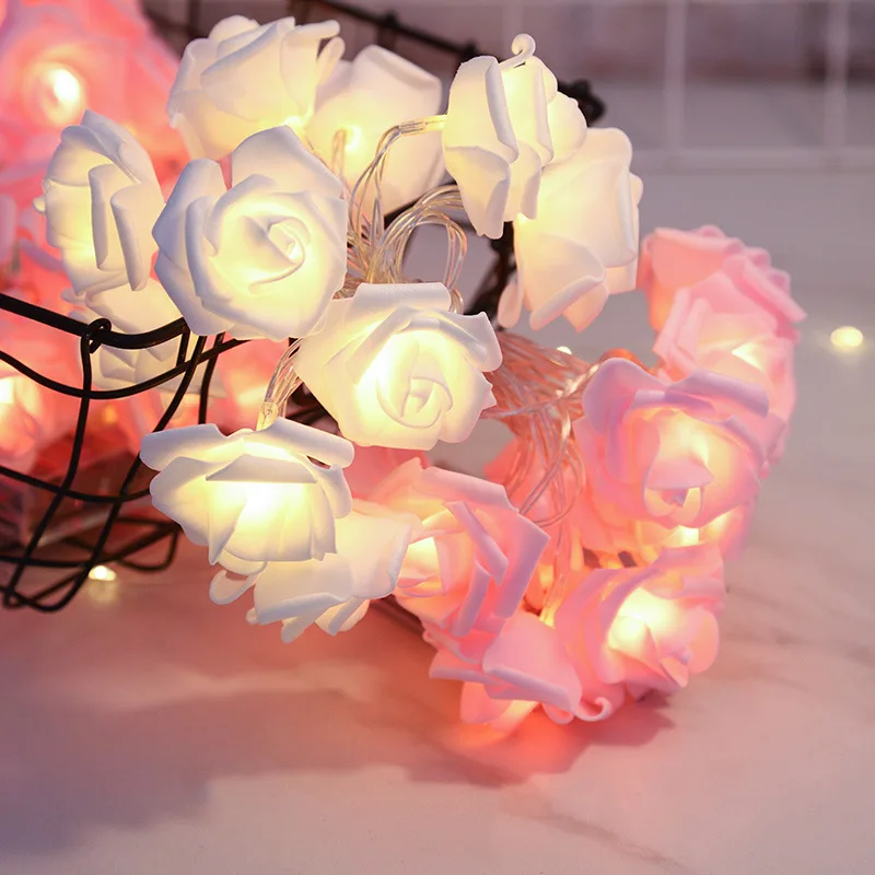 3M Rose Flower LED Light String Battery Operated Christmas Holiday Fairy Lights Atmosphere Mother's Day Wedding Garland Lamp