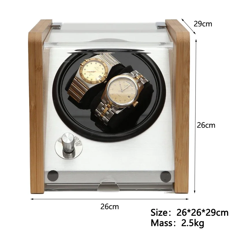 Fragrant Bamboo 2 Slots Watch Winder Automatic Chain Watch Box Case Display Dustproof Boxes for Watch Panerai Customizable Logo