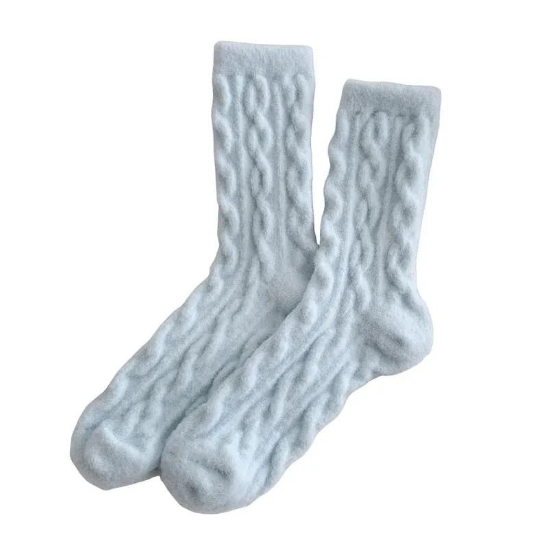 Warm Women's Socks New Winter Japanese Fashion Solid Color Fluffy Socks For Girls Home Thick Cute Floor Socks Kawaii Autumn Soft view 6