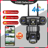 Three Lens PTZ IP Camera Outdoor 6K HD Three Screen 4G Security Camera Auto Tracking 12MP Wireless CCTV Camera Waterproof V380