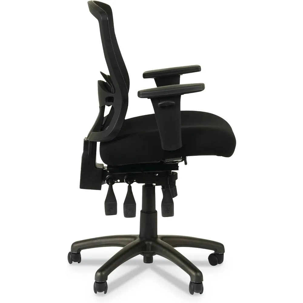 etros series petite mid-back multifunction mesh chair, black