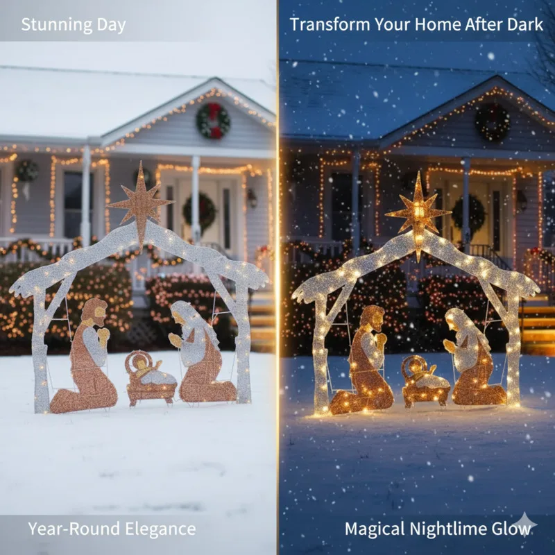 

Christmas Creative Ornament Garden Nativity Scene Decoration Christmas Easter Display Figurine Holiday Outdoor Indoor HomeDecor