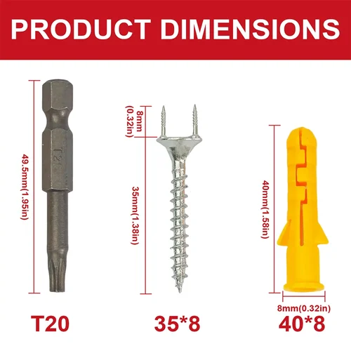 Imagen 2 del producto ¡Juego de uñas de cuerno de oveja VKKM de 100 piezas! Con brocas de tubo de expansión, súper útiles para fijar la decoración del hogar.