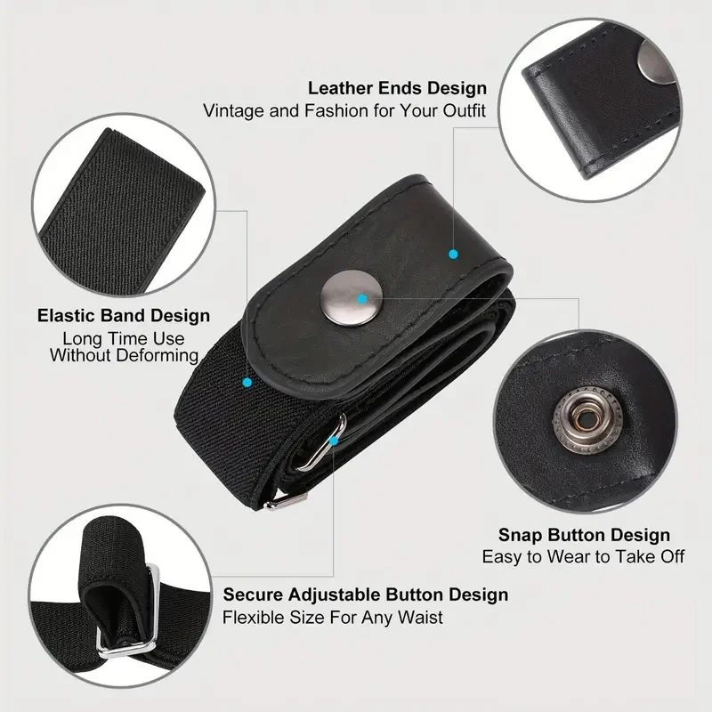 Sabuk Pengontrol Perut - Sabuk Elastis yang Dapat Disesuaikan untuk Jeans dan Celana - Desain Tanpa Gesper untuk Kenyamanan dan Kenyamanan