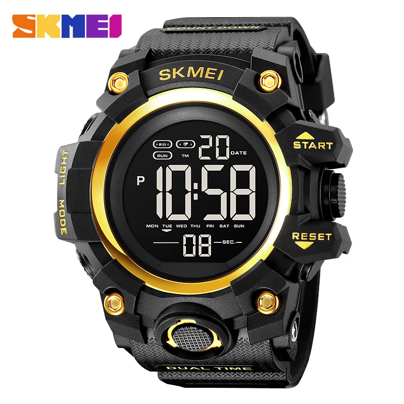 

SKMEI Military Digital Watch For Men 2Time Chronograph Electronic LED Wristwatch Fashion Sport Waterproof Shockproof Male Clock