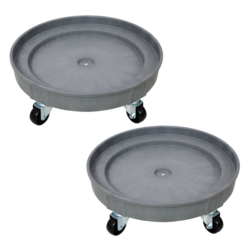 2PC 30 Gallon and 55 Gallon Heavy Duty Plastic Drum Dolly – Drum Cart 900 lb.Capacity- Barrel Dolly with 5 Swivel Casters Wheel