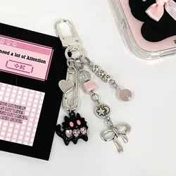 Y2k Black Cat Key Chain Sweet Cool Kitten Pendant Headphone Case Charm Bag Decor Car Key Ring