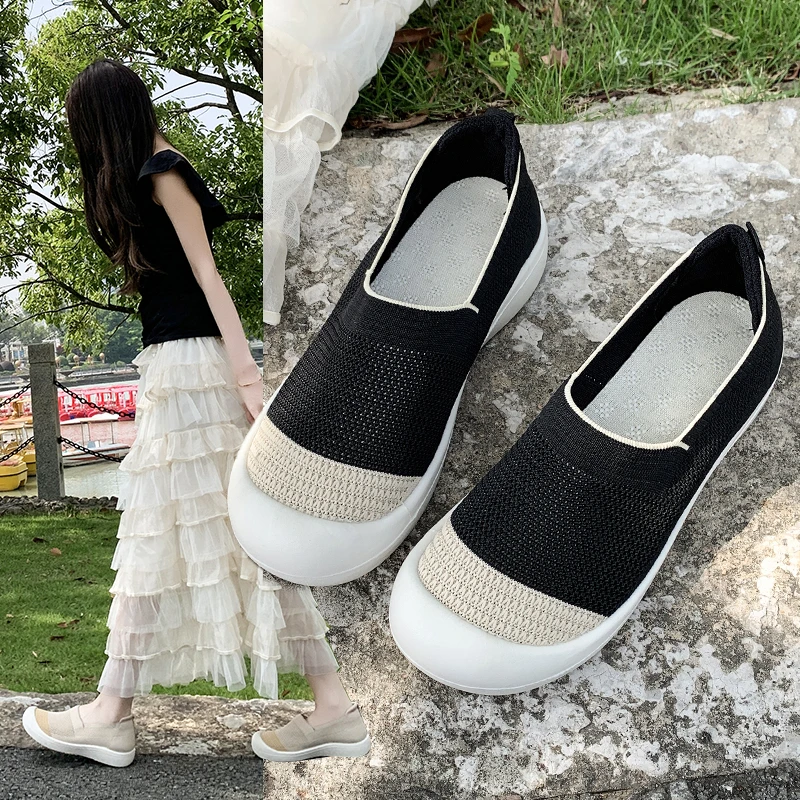 

2025 Summer Flat Comfortable Casual Shoes Women's Comfortable Net Shoes Light and Comfortable Flat Shoes Женская Обувь