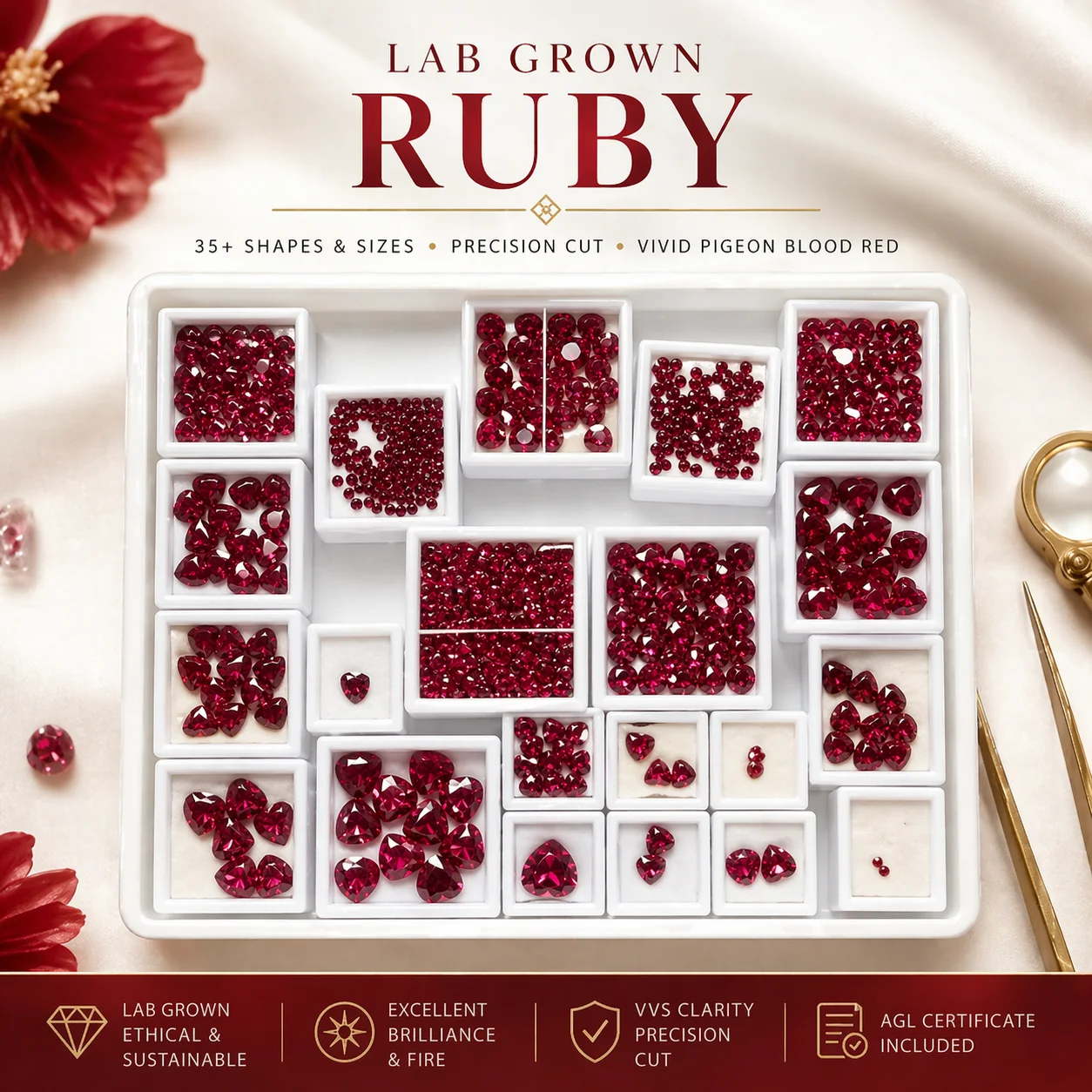 

A-Lab Grown Ruby Heart Cut Pigeon Blood Red Color High-quality Charms Jewelry Making Main Materials Selectable AGL Certificate