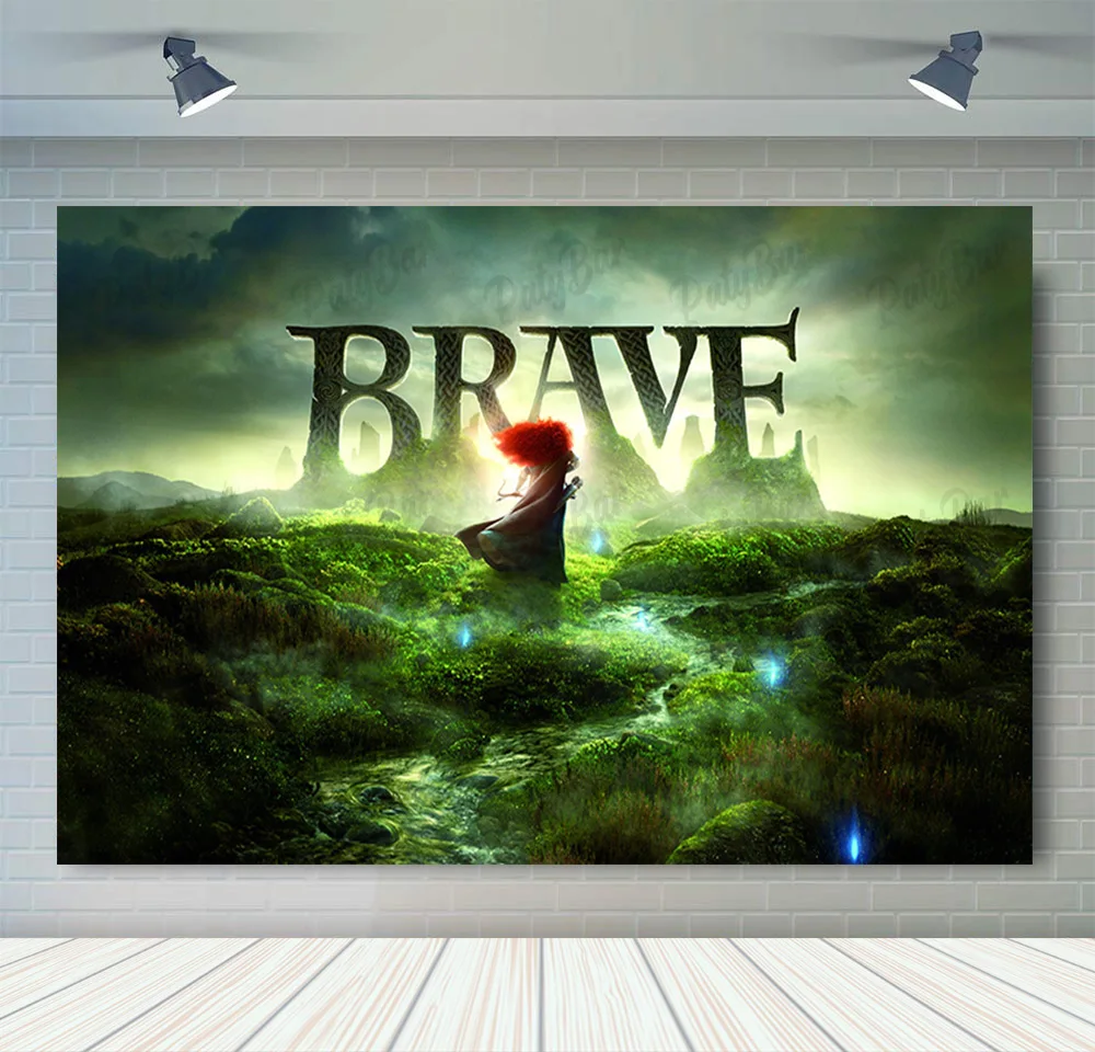Dappere Prinses Merida Achtergrond Kids Verjaardagsfeestje Achtergrond Polyester Vinyl Banner Fotografie Studios Props