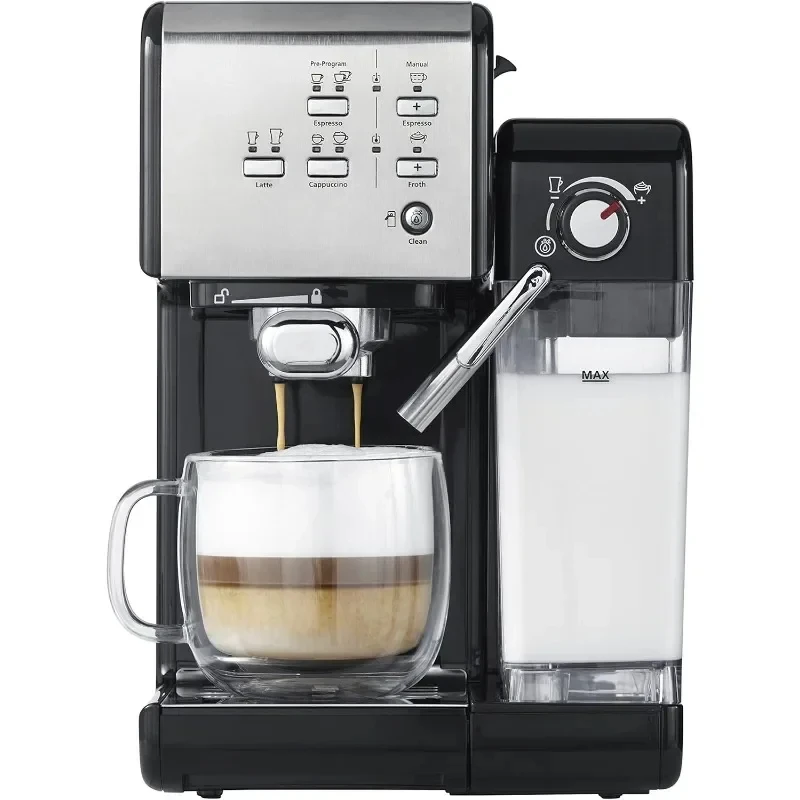 Programmable Espresso & Cappuccino Machine with Automatic Milk Frother 19-Bar Pump, Stainless Steel