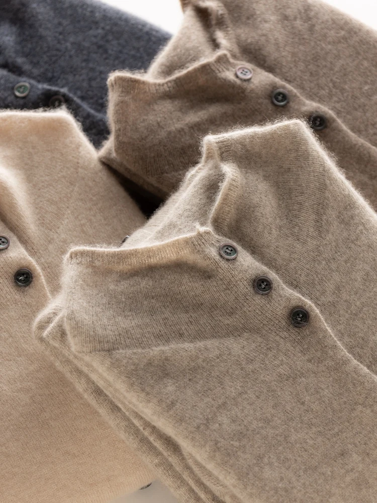 

Small cashmere cardigan women's stand-up collar sweater loose soft waxy sweater autumn and winter coat