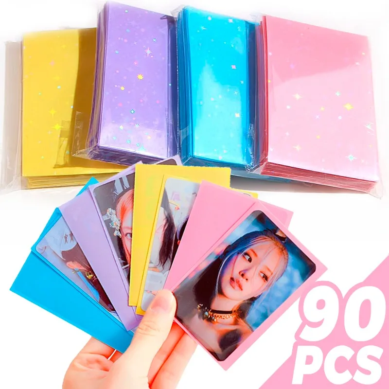 

Kpop Card Sleeves Holder Transparent Card Film Solid Back Sleeves Storage Photocard Holder Card Films Cover Game Cards Protector