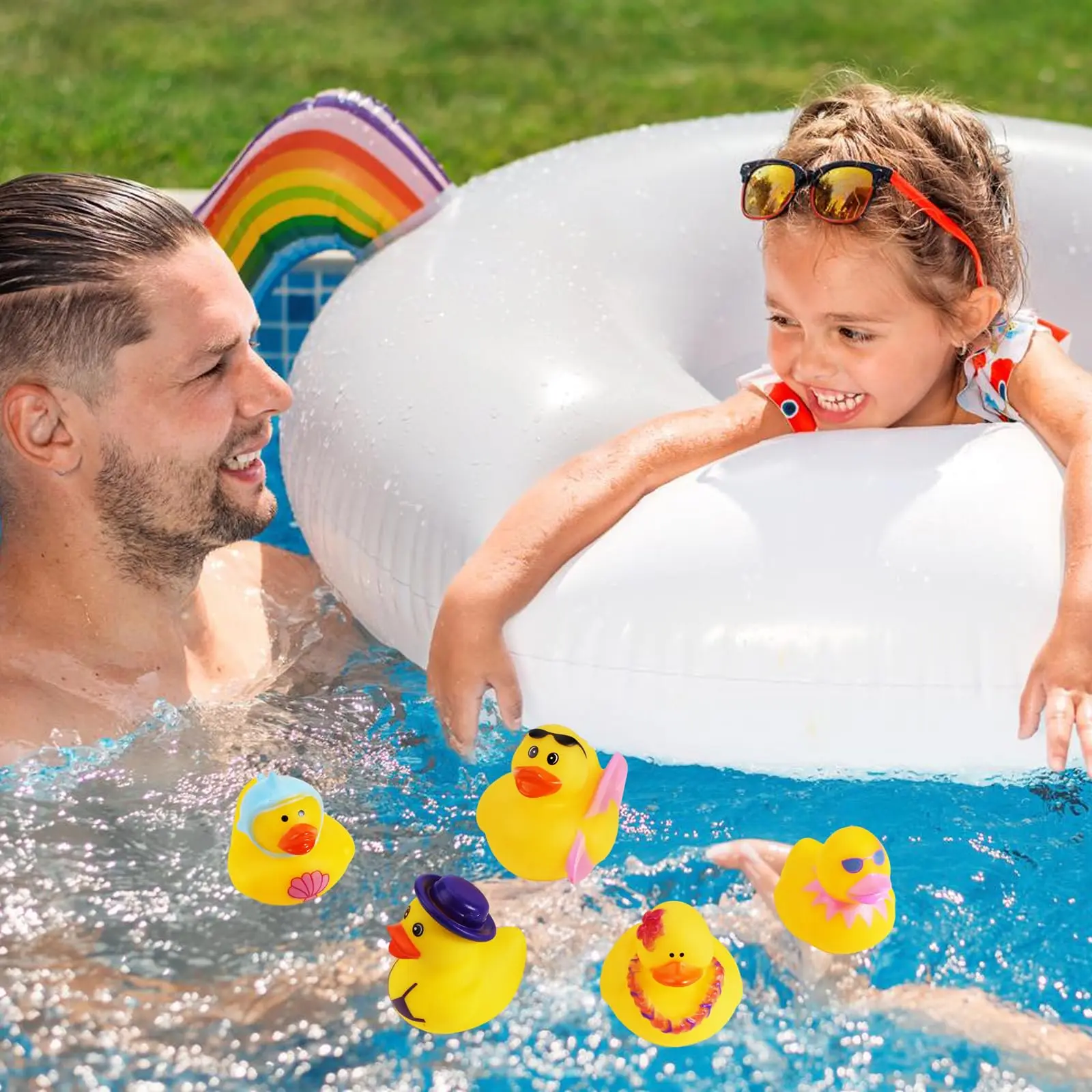 48 Pezzi Paperelle di Gomma Galleggianti Mini Giocattoli da Bagno Estivi, Paperelle Squeaky per Baby Shower, Bomboniere per Feste di Compleanno, Piscina e Vasca da Bagno