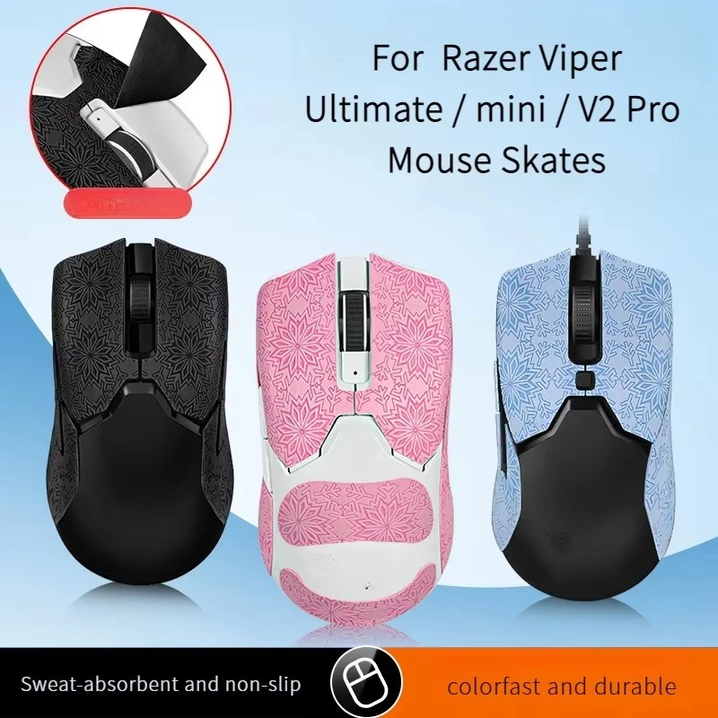 For Razer Viper Ultimate / Viper Mini / Viper V2 Pro - Anti-slip Grip Tape, Side Skirts With Snowflake Pattern