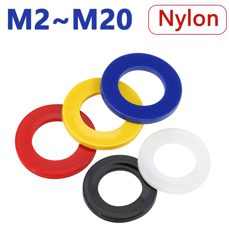 

20-300pcs M2 M2.5 M3 M4 M5 M6 M8 M10 M12 M14 M16 M18 M20 Colorful Nylon Gasket Plastic Washer Insulating Round Flat Spacer
