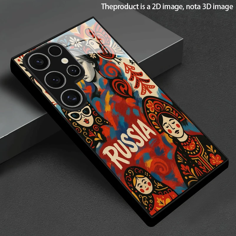 Russian Folk Pattern 2D Phone Case for Samsung S26 S25 S24 S23 S22 S21 S20 A56 A36 A16 - Glass Protective Cover
