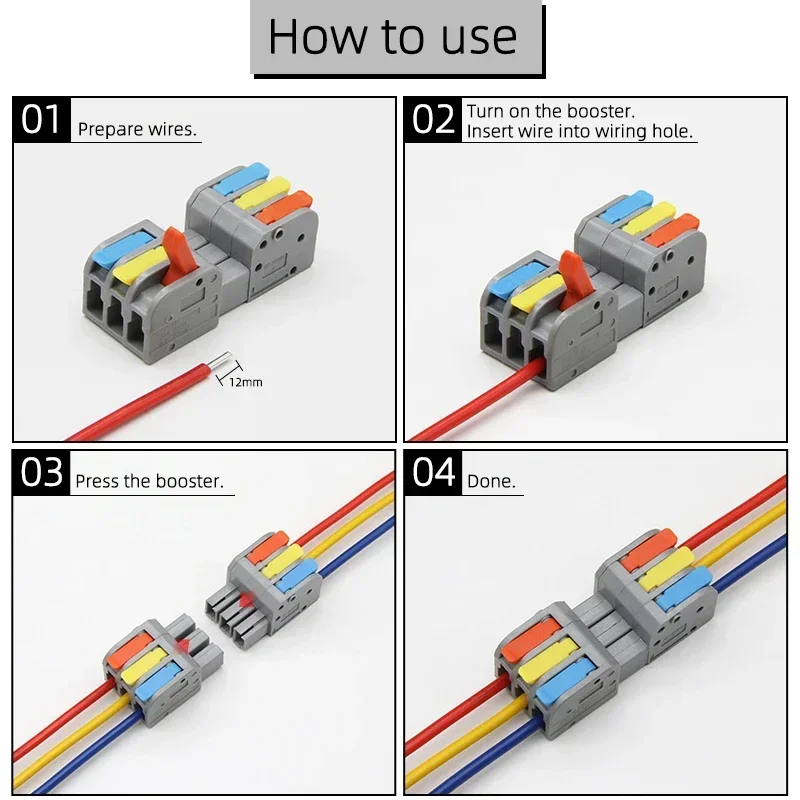 Quick Wire Connector Docking Mini Universal Compact Electrical Wiring Connectors Push-in Butt Conductor Terminal Block