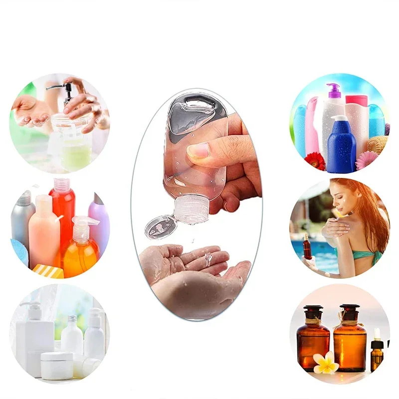 10Pcs 30/50/60ml Clear Travel Plastic Keychain Refillable Bottles Empty Spray/Flip Bottles Portable Mini Leakproof Containers