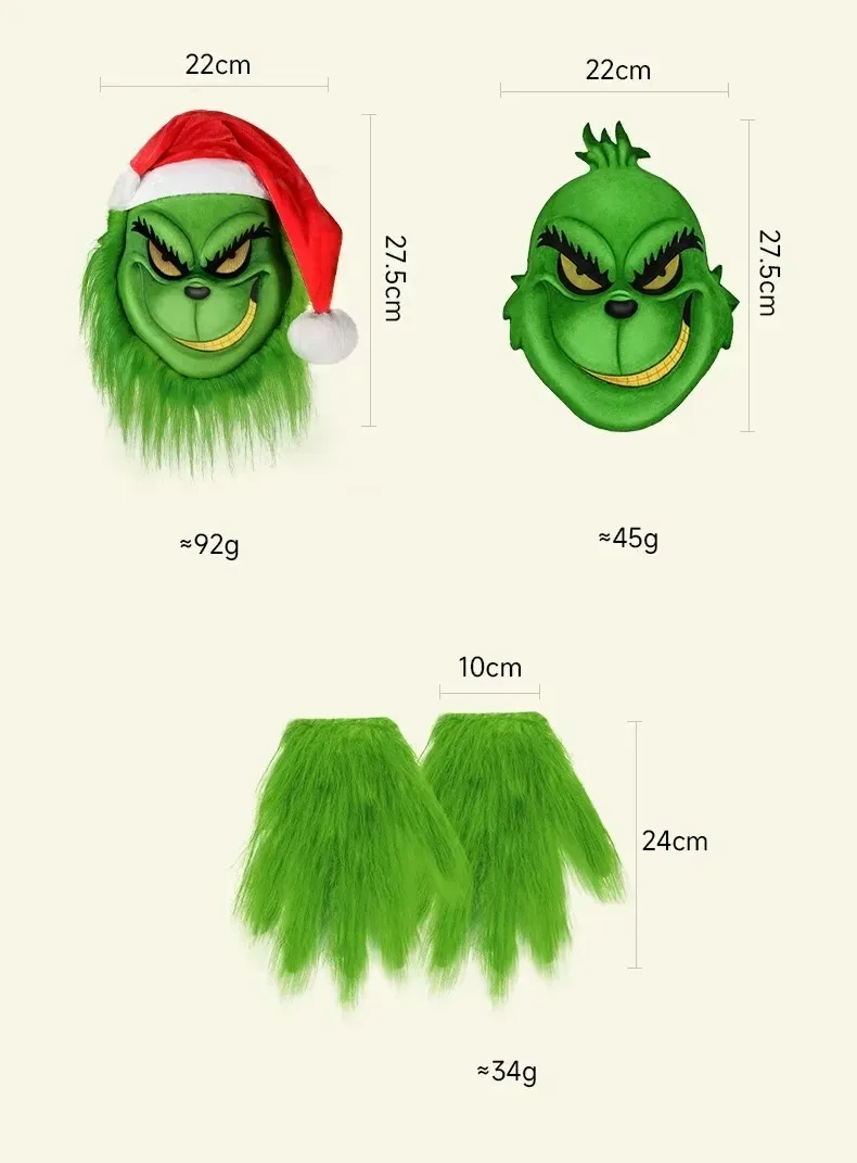 Neue Weihnachtsmaske Handschuh Set Halloween COSPLAY Party Requisiten Dieb Roter Hut Grüne Maske Grüne Handschuhe