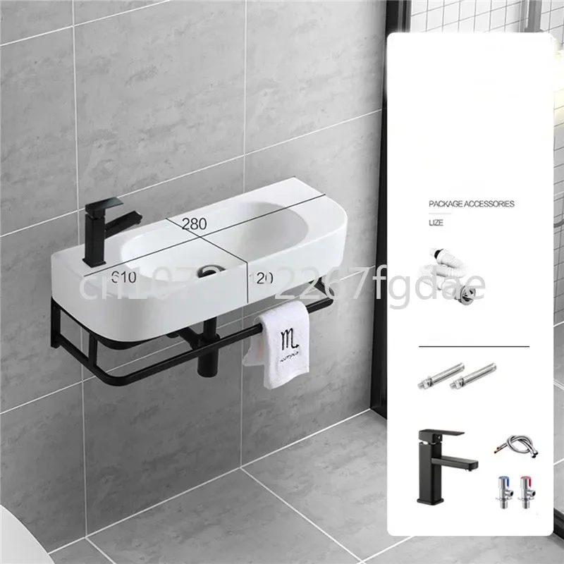 Ceramic Wash Basin Balcony Wash Basin Bathroom HangingSmall Apartment Bracket Wash Basin Wall Mounted Sink