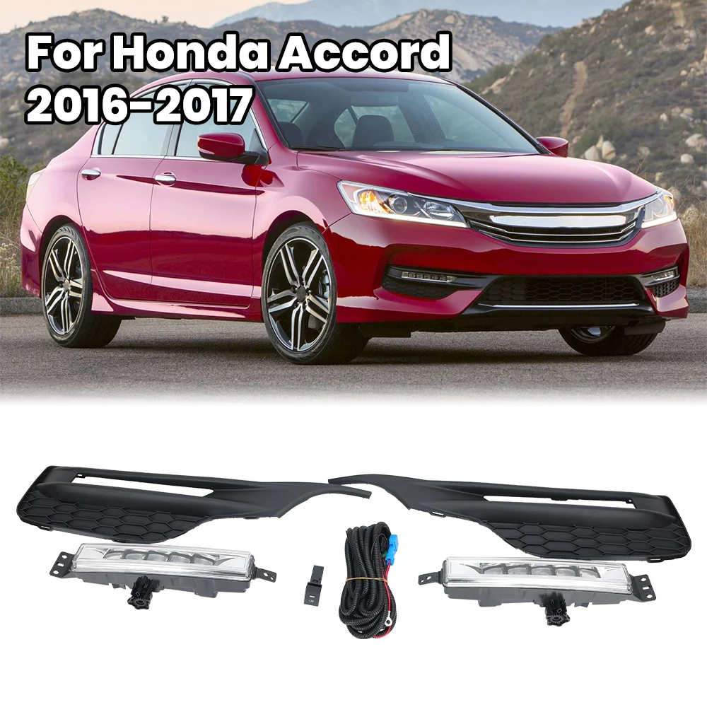 

Противотуманные фары для Honda Accord Sedan 2016 2017 2018 2019 2020, светодиодные DRL дневные ходовые огни, провода фар, комплект крышек переключателя