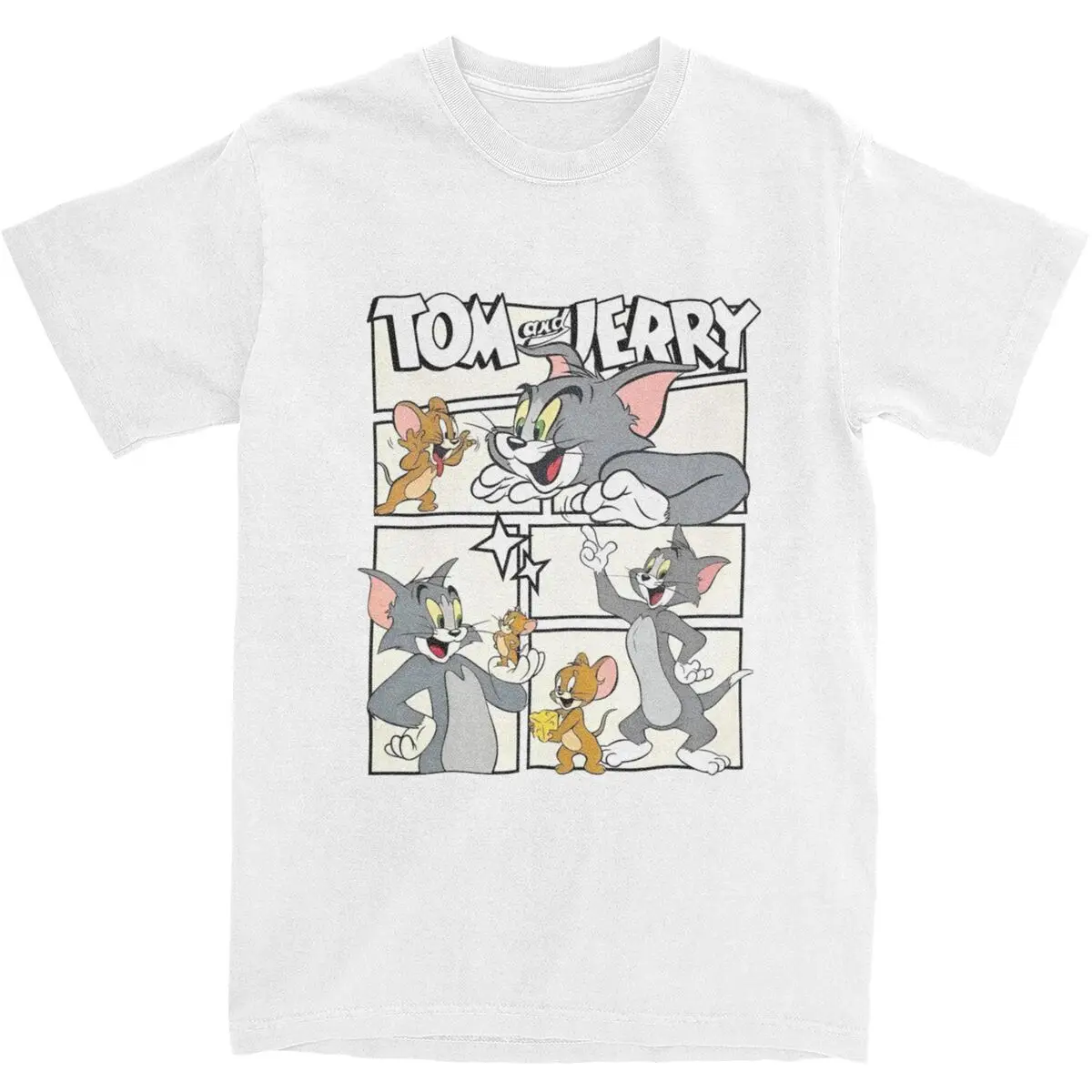 Miniso T-toms And J-jerry Cartoon T Shirt Hippie T Shirts Short-Sleeve Y2K Casual Tshirt Cotton O-Neck Plus Size 5XL Clothing