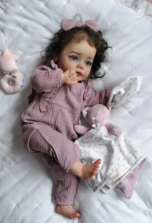 60CM Top Quality Real Baby Size Reborn Sue-Sue 3 Month Hand-Detailed Painting Bebe Doll with Hand Rooted Brown Hair 3D Skin Tone