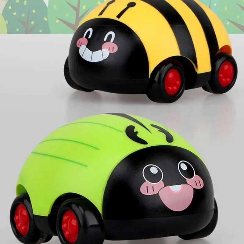 Cartoon Animal Cars Friction Powered Pull Back Vehicle Playset Toys for Kids Cartoon Animal Racing Cars with Ladybird Shape