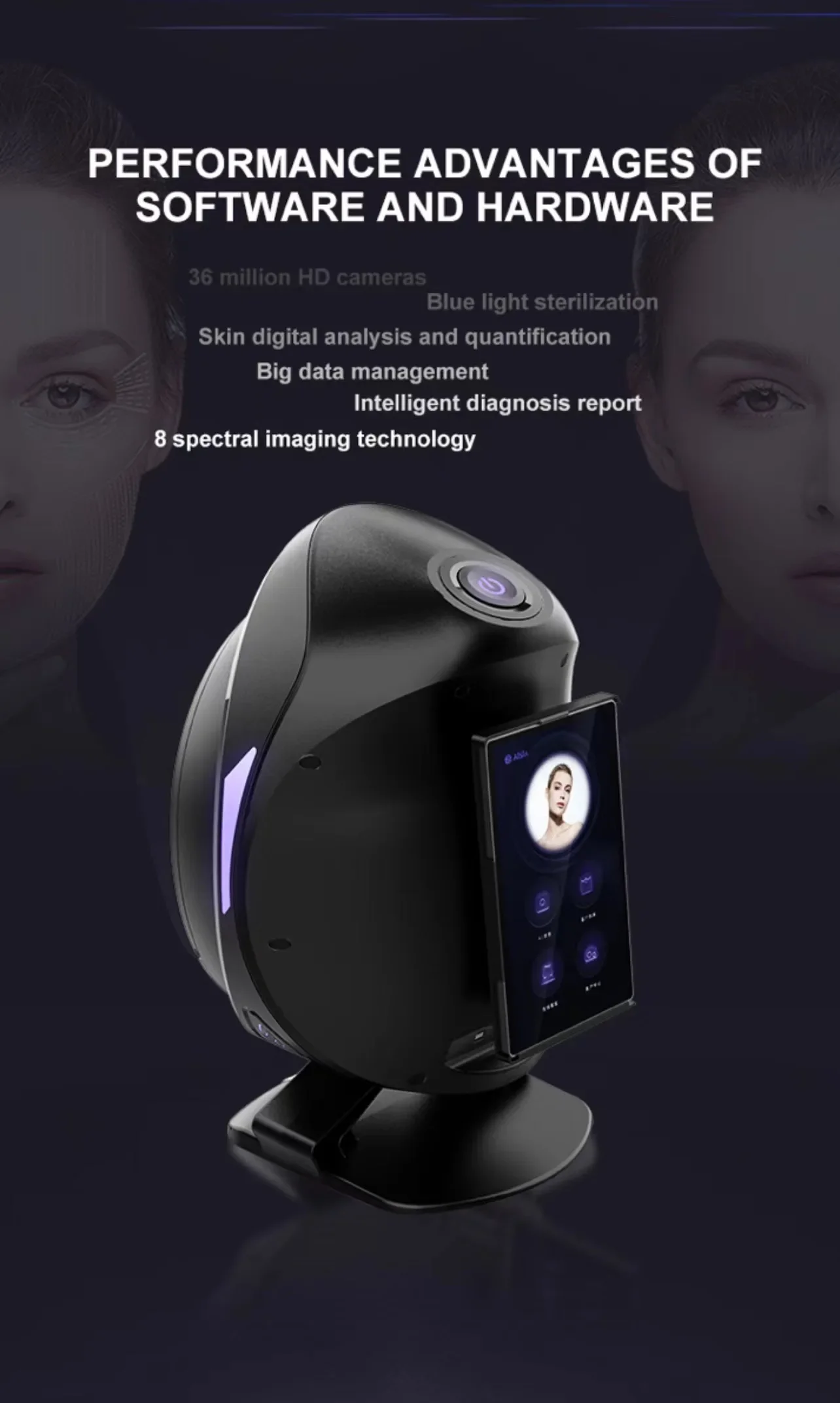 Face Skin Diagnostics Analyzer Facial Tester Scanner Magic Face Mirror Device Skin Analysis Machine Skin Analyzer