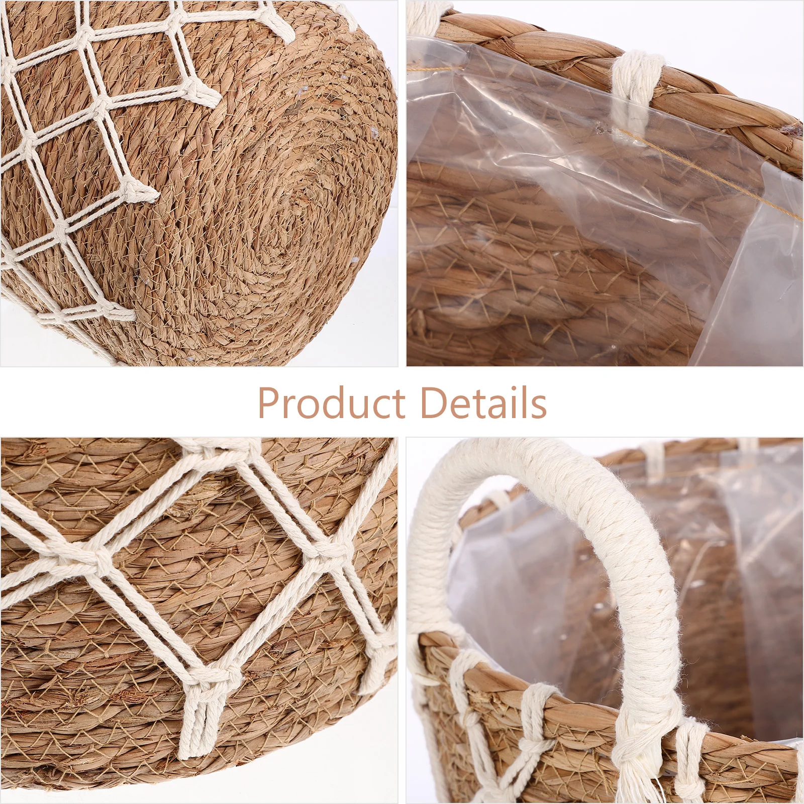 

Woven Basket Storage Baskets Indoor Small for Plants Straw Planter with Liners Polyester Flower Pot