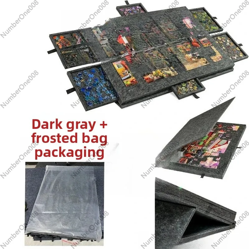 1 Set Space-Saving Puzzle Storage Table, 6-Drawer Organizer with Felt Top, Collapsible & Portable for Home Organization