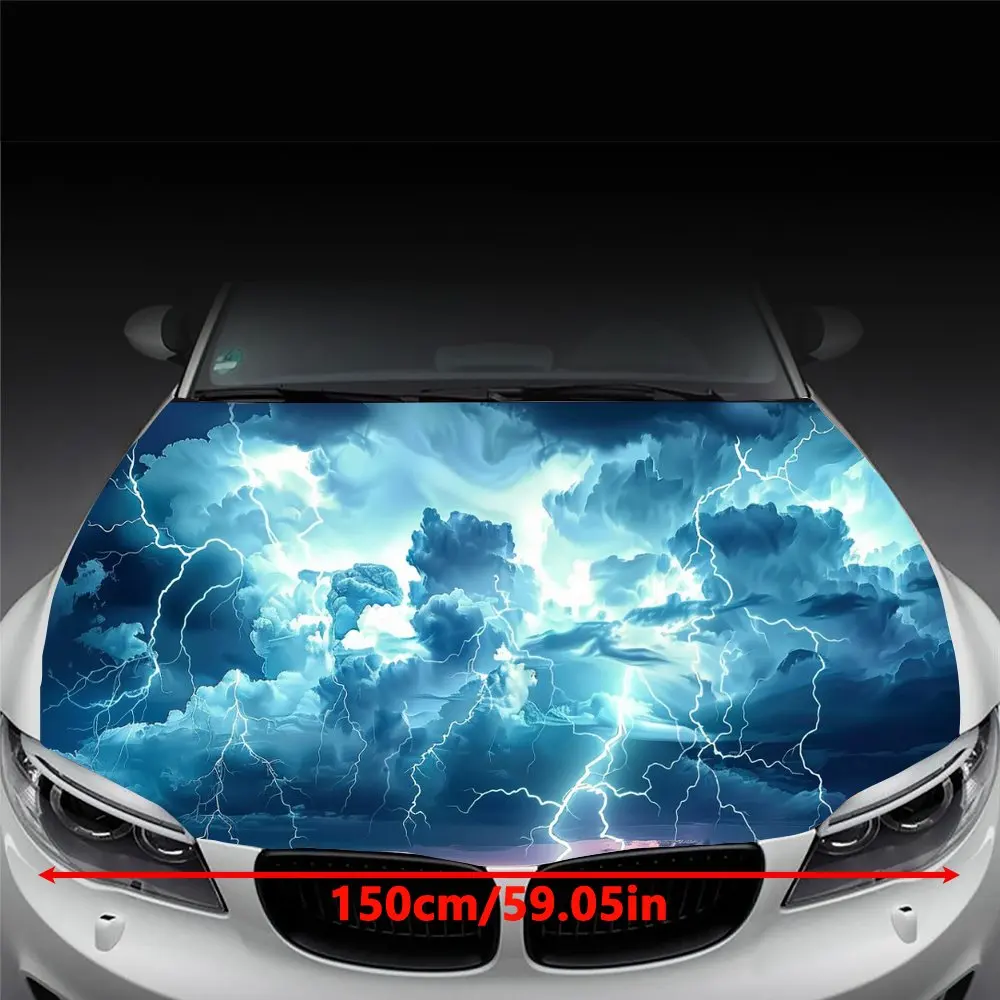 Dark Clouds and Lightning Car Hood Wrap Color Vinyl Sticker Truck Graphic Bonnet DIY Auto Accessories Decoration Decal Gift