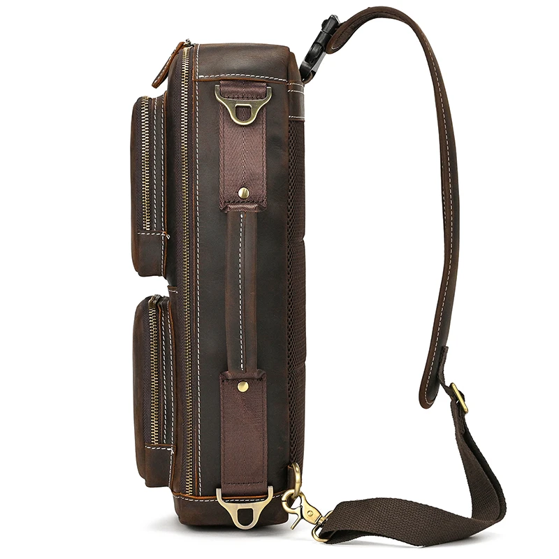 3 Use Genuine Leather Men's Chest Bag Shoulder Messenger Bag Male Sling Bags Travel Backpack Tablet Design Crossbody Summer Tote