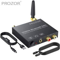 PROZOR DAC kompatybilny z Bluetooth 5.0 cyfrowo-analogowy konwerter audio koncentryczny Toslink na RCA 3,5 mm słuchawki stereofoniczny adapter audio