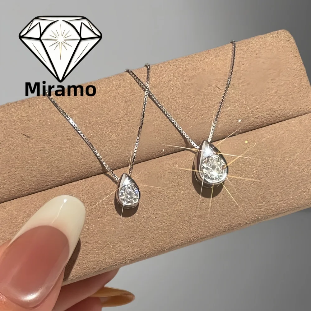 

0.3/1CT Round Cut Moissanite Necklace Bezel Setting Diamond Solitaire Pendant for Women S925 Sterling Silver with Certificates
