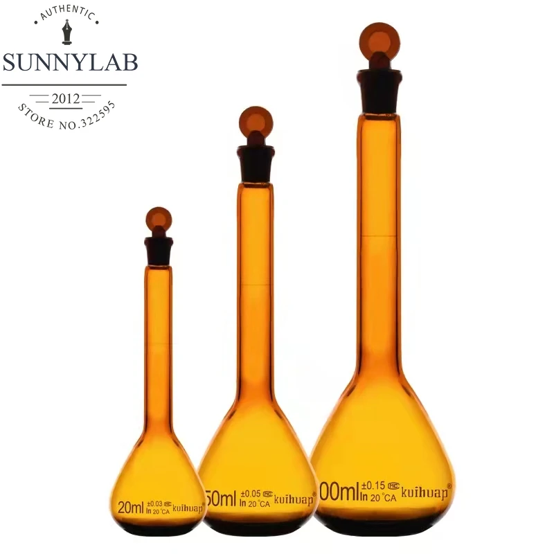 

Янтарно-коричневая стеклянная мерная колба от 5 мл до 1000 мл, колба с заземляющей пробкой, лабораторная мерная стеклянная посуда