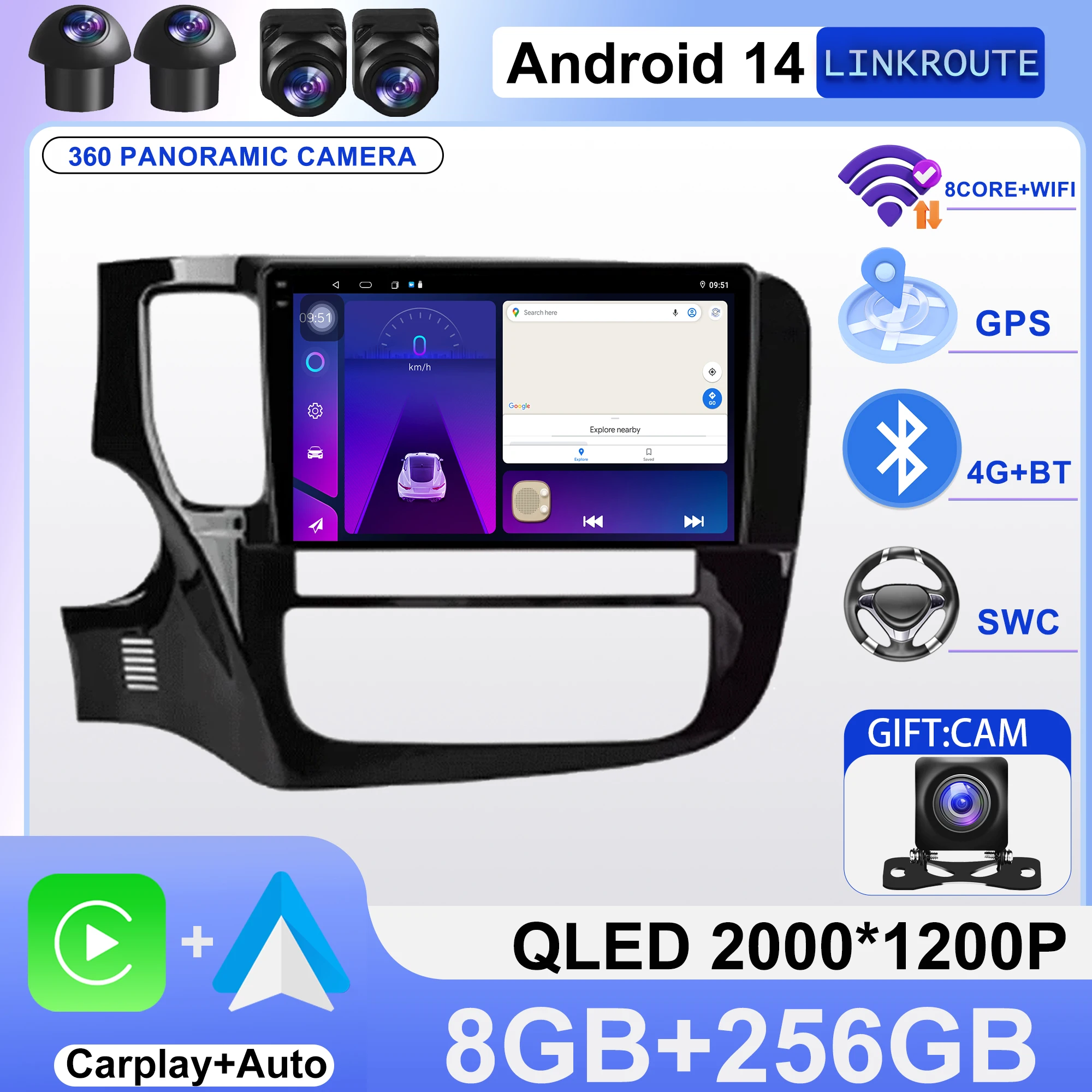 

Android 14 Carplay Car Radio For Mitsubishi Outlander 3 GF0W 2018-2021 2din Multimidia Video Player Navigation Head Unit Stereo