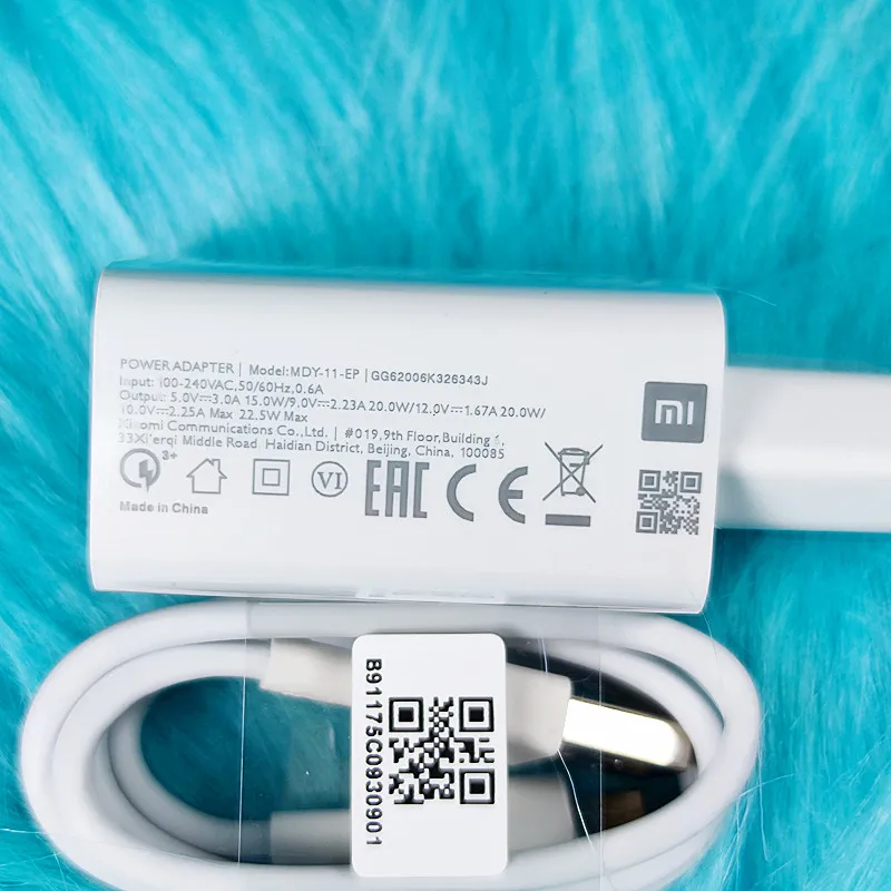 Xiaomi EU charger 22.5W Fast charge power adapter For Redmi 8 9 10 redmi note 7 8 9 9s xiaomi 6 8 9 9s poco M3