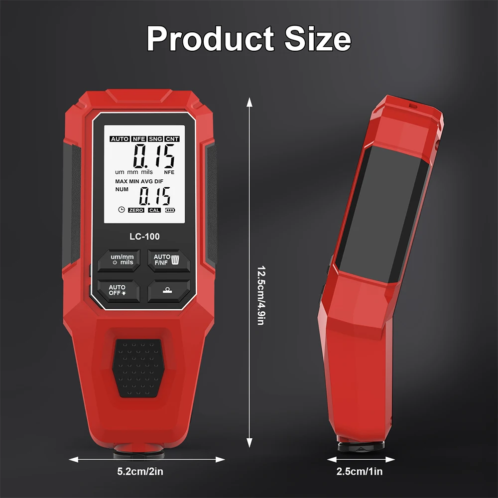 0-2000UM Car Paint Thickness Gauge Fe & NFe Film Digital LCD Coating Automatic Thickness Tester Manual Auto Paint Tools view 4