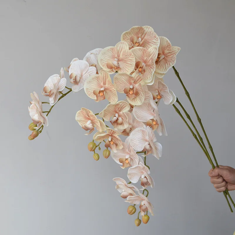 3-teilige künstliche Blumen, Schmetterlingsorchidee, Filmoptik, Hochzeitsdekoration, künstliche Blume, Phalaenopsis, Heim- und Partydekoration, Fotografie-Requisiten – Detail 14