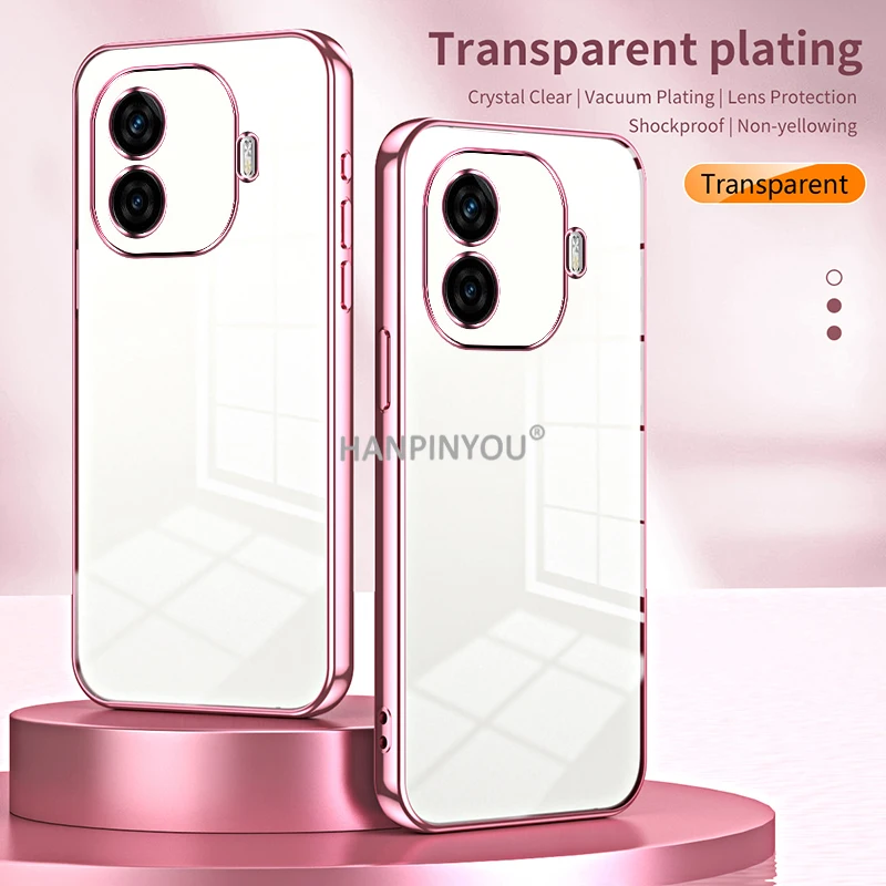 Luxury Plating Clear Soft Case For vivo iQOO Z10 Z9 Turbo Pro Plus Z9x Anti-yellowing Shockproof Camera Protector Cover Shell