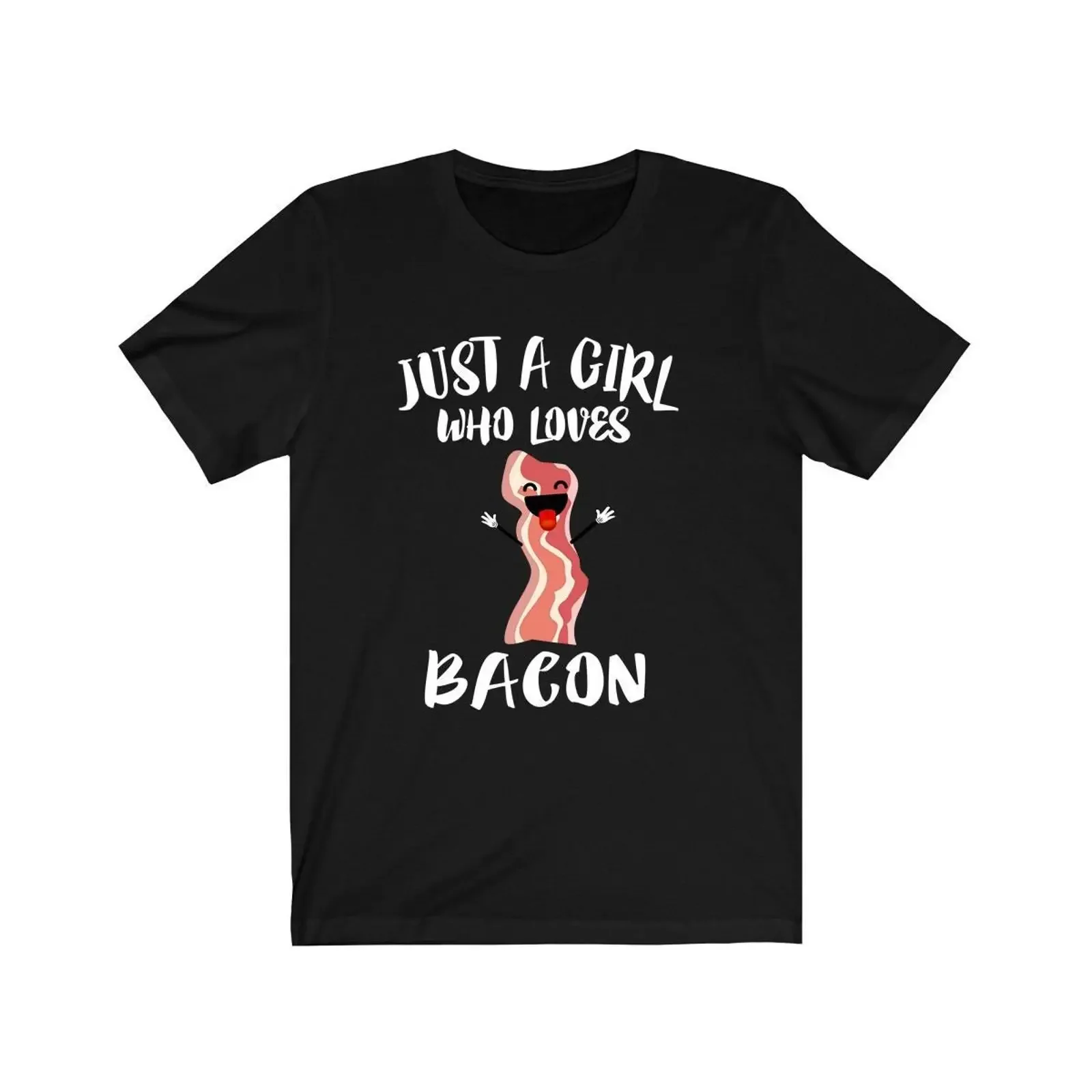 Just A Girl Who Loves Bacon Food T Shirt Lover Adult Toddler Infant Kids vintage Washed Breathable Top For Everyday Wear homme