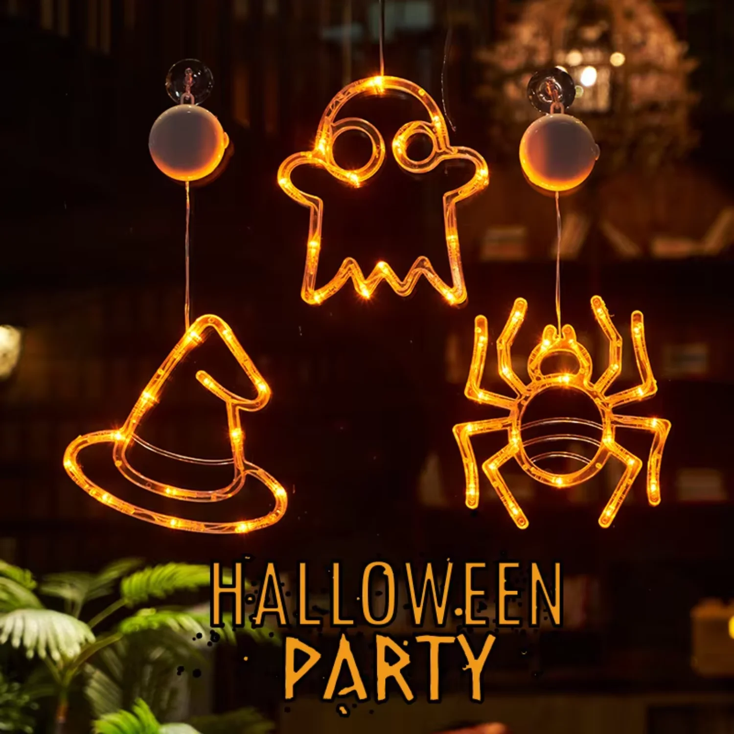 Halloween Lights Holiday Party Decoration Ghost Light Jack-o '-lantern String Hanging Spider Led Suction Cup Light