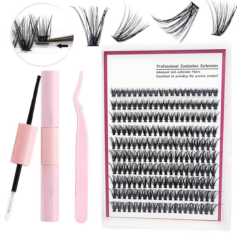 

DIY Individual Lash Extension Kit Bond and Seal Glue Tweezers Applicator Remover False Eyelashes Extension Clusters Makeup Tools