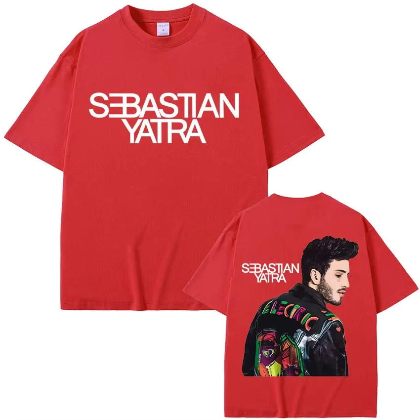 Herren Hip-Hop Gothic Streetwear Übergroßes lässiges Rundhals-Baumwoll-T-Shirt für Teenager-Sänger Sebastian Yatra Album Tour T-Shirt